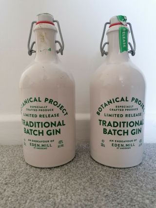 Eden Mill Botanical Project Release Traditional Batch Gin Bottles Stoneware X2