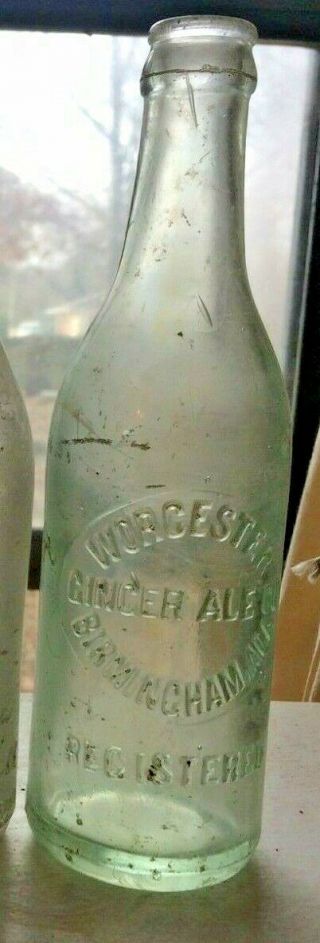 Green Aqua Slug Plate Worcester Ginger Ale Co.  Soda Bottle Birmingham,  Ala