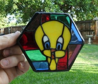 Vintage Warner Brothers 1996 Stained Glass Mother Of Pearl Tweety Trinket Box