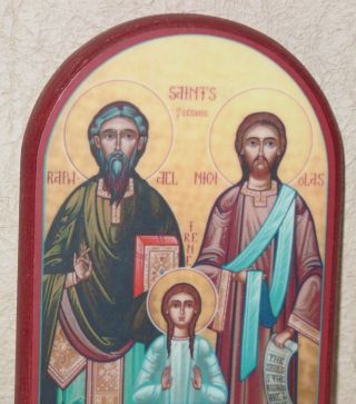SAINTS of LESVOS - Raphael,  Nicholas & Irene TROPARION - Icon by Nicholas Papas 3