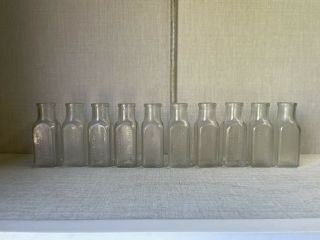 Ten Old Small Clear Glass Foster Clark Ltd Eiffel Tower Lemonade Bottles.