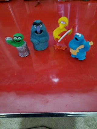4 Vintage 1982 Tara Toys Sesame Street Big Bird Cookie Monster Pvc Figures