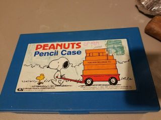 Vintage Peanuts Snoopy Pencil Case Plastic Box 1965 Classroom Empire School