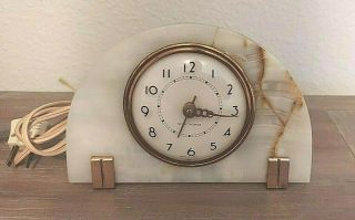 Clock Thomas Seth Mantle Vintage Art Deco Onyx Marble Electric Desk Clock
