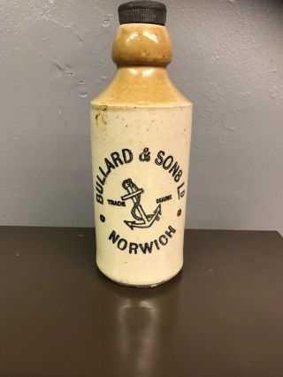 Stone Ginger Beer Bottle / Bullards And Sons - Norwich With Stopper