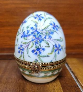 Ancienne Manufacture Royale Limoges France Fait Main Egg Shaped Ceramic Trinket