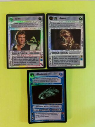 Star Wars Ccg Han Solo & Chewbacca & Millennium Falcon Foil Reflections