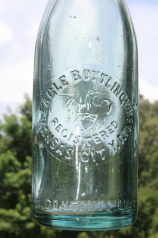 Kansas City Missouri Eagle Bottling Picture Embossed Bottle Mo Circle Slug