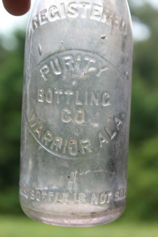 Purity Bottling Co.  Warrior Alabama Bottle Embossed Circle Slug Rare Ala Al