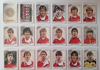 Panini World Cup Mexico 86 Complete Set Denmark Team Stickers 1986 Dinamarca