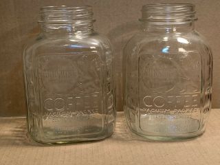 2 Vintage Glass Sunshine Coffee Jars.  Different Styles.  No Lids.