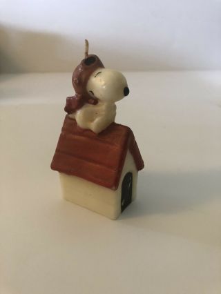 Vintage Htf Snoopy Red Baron On Dog House Birthday Candle Cake Topper Peanuts