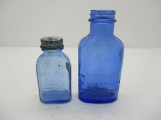 2 Vintage Cobalt Blue Glass Phillips Milk Of Magnesia Medicine Bottles