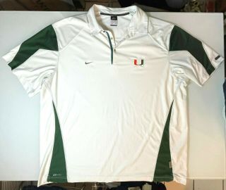 Um Dri - Fit University Of Miami Hurricanes Nike Polo Shirt White Mens 3xl