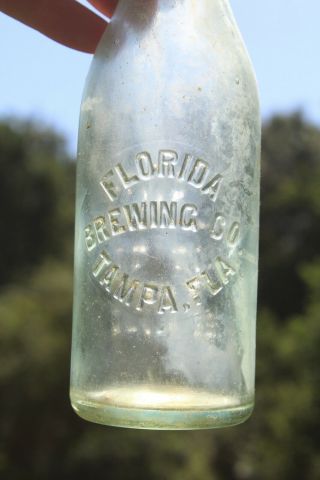 Florida Brewing Company Circle Slug Embossed Beer Bottle Fla Fl Tampa Rare
