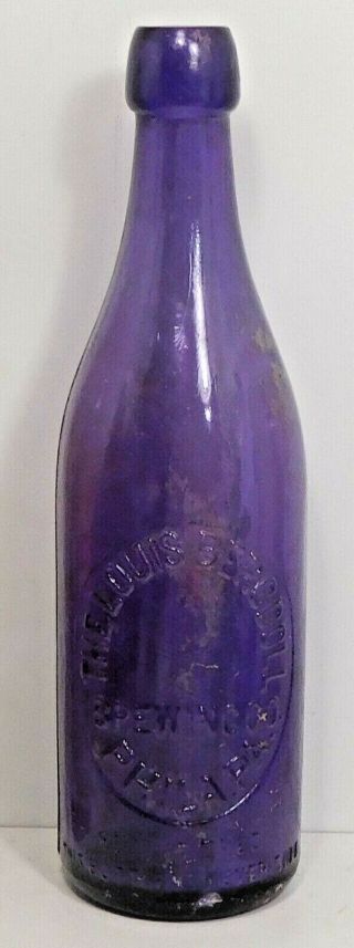 C1900 Purple - Amethyst Blob Beer Bottle - Louis Bergdoll Brewing Co.  Philada,  Pa.