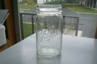 1933 Ball Special Square Clear Quart Jar Made In U.  S.  A.  8 Ribs & Grippers
