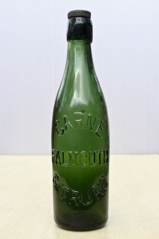 Vintage C1900s Carne Falmouth & Truro Cornwall Cornish Black Glass Beer Bottle