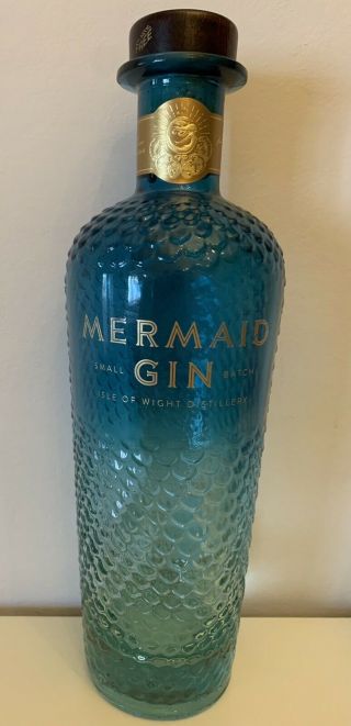 Empty Mermaid Gin Bottle (blue),  Isle Of Wight Beautifully Crafted Collectable