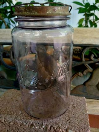 Schram Automatic Sealer B Quart Light Purple Fruit Jar 1908 Era W/lid & Wire
