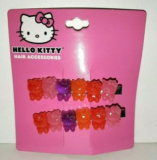 Hello Kitty Hair Accessories Set Of 2 Clips Plastic Figural Barrettes Sanrio Cat