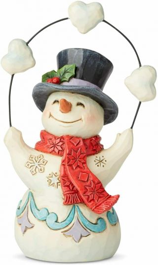 Enesco Jim Shore Heartwood Creek Snowman With Hearts Pint - Size Figurine,  5.  625 I