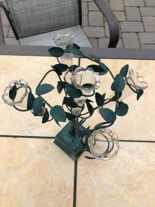 Centerpiece Multiple Flower Bud Vase Tree w/ Clear Ruffled Glass 5 Mini Vases 2