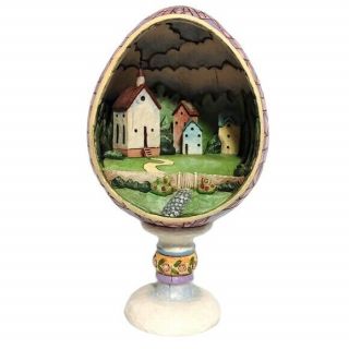 Vintage Jim Shore Egg With Church Diorama Figurine