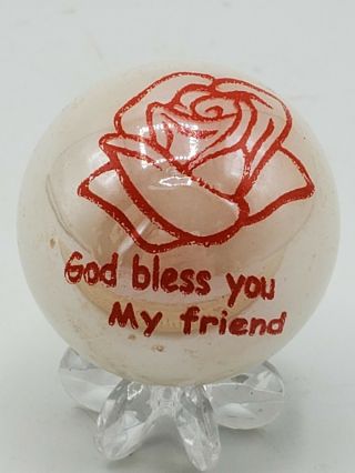 Religious Christian Red Rose Logo Pearl White Shooter Marble Collectible