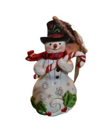 Jim Shore " Snowman With Candy Cane " Peppermint Christmas Ornament Hard To Find