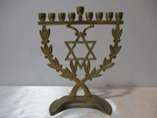 Vintage Hanukkah Mernorah Brass Star Of David Nine Small Candle Holder 6 7/8 " Ta
