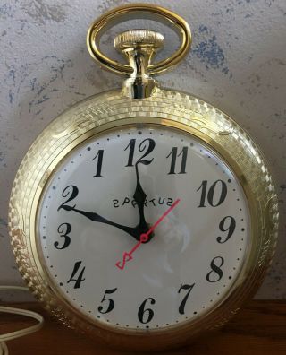 Vintage Spartus Pocket Watch Style (no Fob) Bar Wall Clock Cond