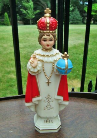 Vintage Jesus Christ Infant Of Prague Hand Painted Celluloid Plastic Figurine