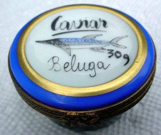 Vintage Limoges France Peint Main Beluga Caviar Trinket Box 309 N/r