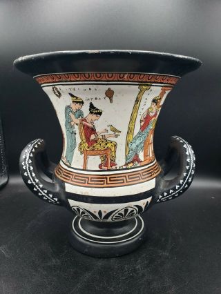 Greek Terra - Cotta Vase - Hand Painted By D.  Vassilopoulos - Vintage
