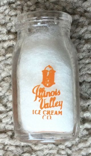 Illinois Valley Ice Cream Co Dairy Advertising Glass Acl Creamer Milk 2 Sided