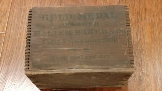 Antique C/1900 Walter Baker And Co Wooden Box 10x8x7 Dorchester Mass
