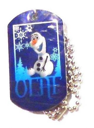 Disney Frozen Snowman Olaf Dog Tag Necklace Collectible Rare 14 Snowflakes