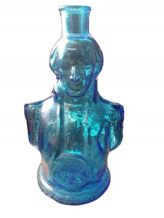George Washington Bust - Turquoise Blue Glass Bitters Bottle,  Centennial