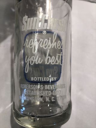 Vintage SunCrest 10oz.  NC ACL Soda Bottle Washington NC Robersons Beverage Co V6 3