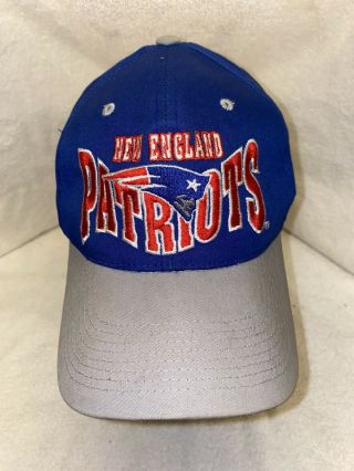 Vintage 90s England Patriots Snapback Hat Cap Bold Spellout Blockhead Rare