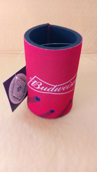 Budweiser Can Koozie Red With Blue Stars And White Stars Patriotic