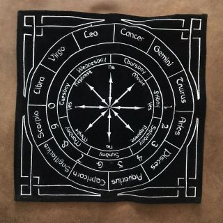 Embroidered Black Velvet Altar Cloth Pendulum Mat Astrology Divination Tarot 12”
