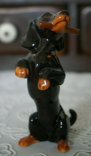 Vintage Goebel Dog Figurine Dachshund With Stick,  Germany