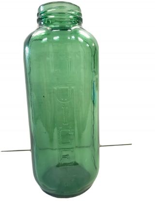 Vintage Emerald Green Glass Juice/water Bottle 40 Ounces Mtc Thatcher Co.  No Lid