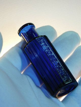 Antique Australian Bottle Deep Cobalt Blue 1 Oz Hexagon Old Bottle 1890 