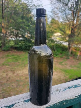 Rare Antique Olive Patent Whiskey Bottle Embossed On Bottom
