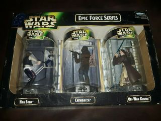Star Wars Epic Force Series Chewbacca Han Solo Obi - Wan 3 Large Figures