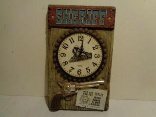 Vintage Westclox Sheriff Colt 45 Jesse James Wanted Poster Clock
