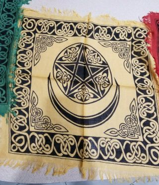 Yellow Pentacle Altar Cloth Tapestry Or Table Cloth 18in X 18in